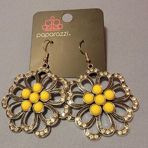 Paparazzi Floral Yellow and Silver Earrings